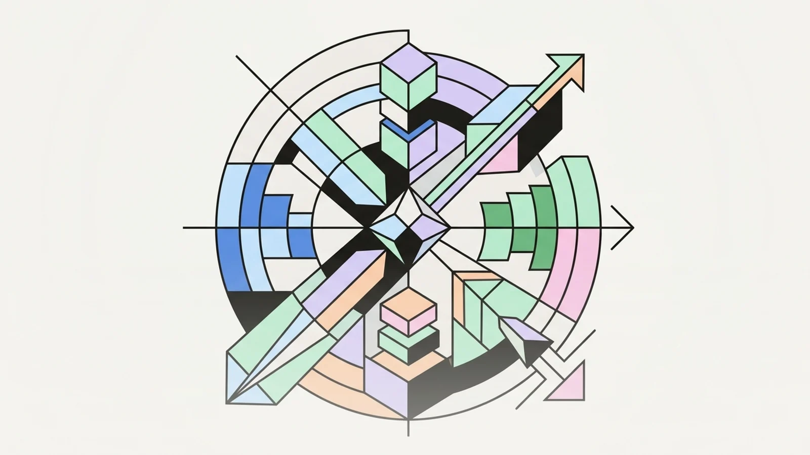 Abstract geometric illustration built from precise, deliberate shapes, illustrating: The Alternatives Page Playbook