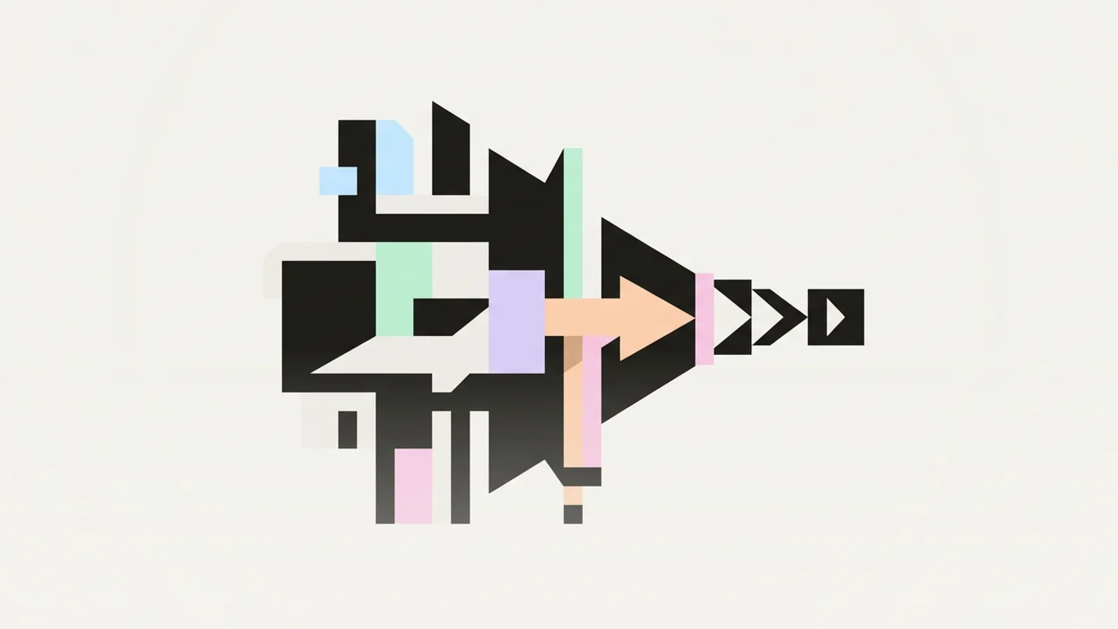 Abstract geometric illustration built from precise, deliberate shapes, illustrating: BOFU Content and AI Search