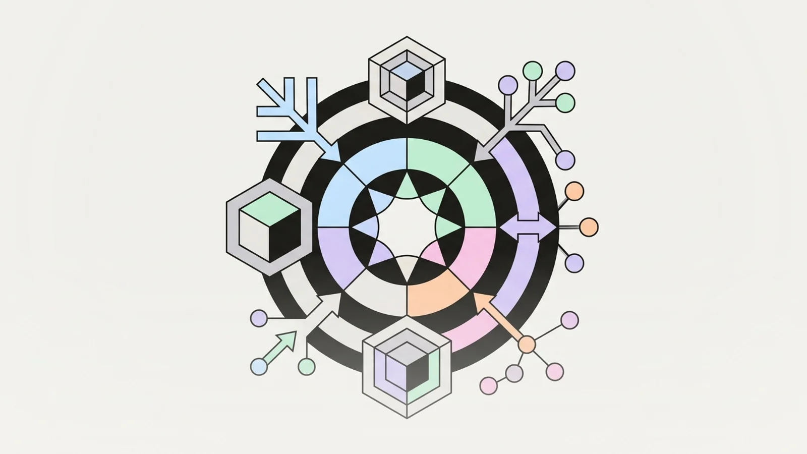 Abstract geometric illustration built from precise, deliberate shapes, illustrating: BOFU Content