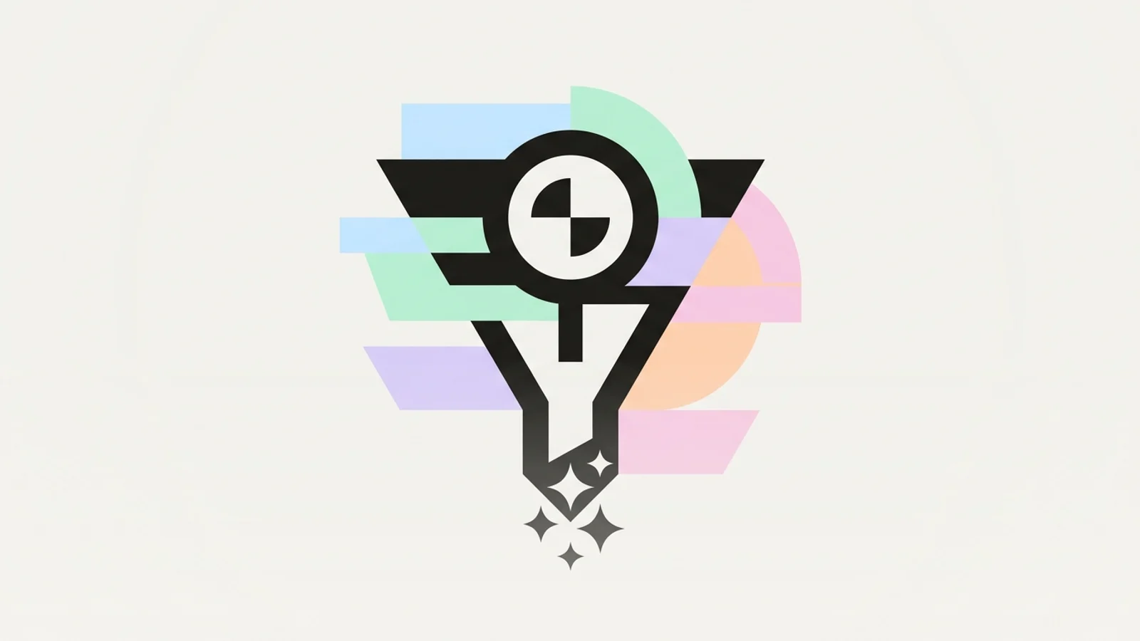 Abstract geometric illustration built from precise, deliberate shapes, illustrating: Bottom of Funnel Keywords