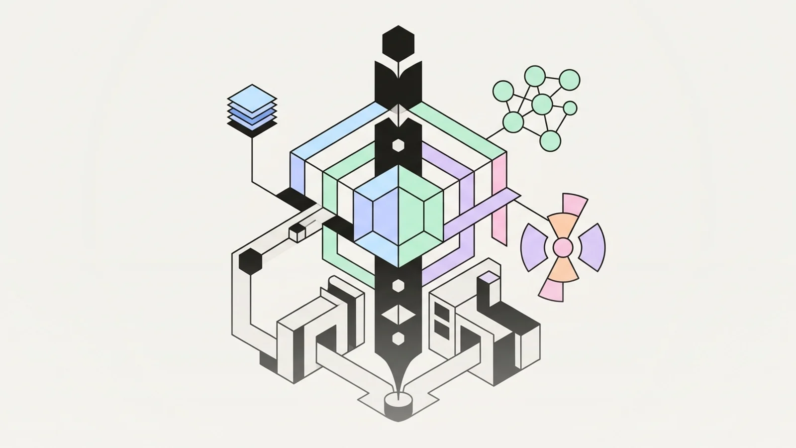 Abstract geometric illustration built from precise, deliberate shapes, illustrating: Comparison Page SEO