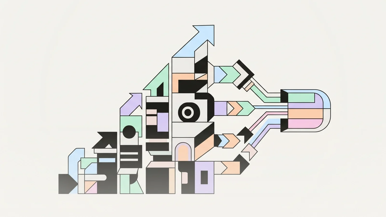 Abstract geometric illustration built from precise, deliberate shapes, illustrating: How Many BOFU Posts Do You Need to Generate Leads?