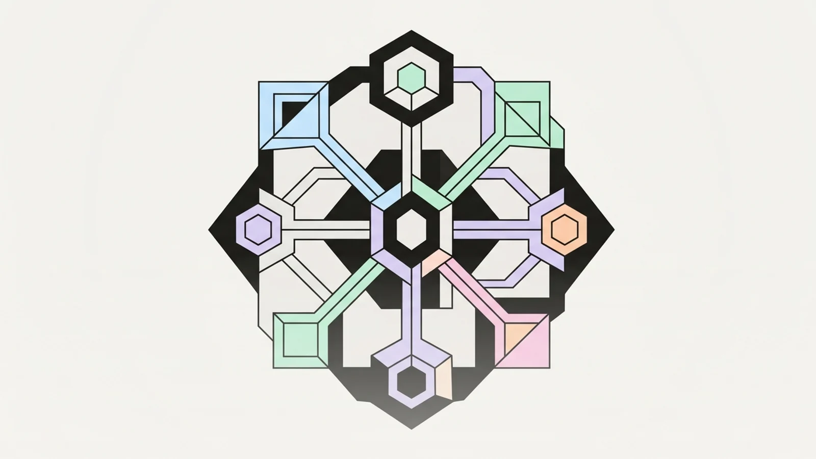 Abstract geometric illustration built from precise, deliberate shapes, illustrating: Internal Linking for Topical Authority