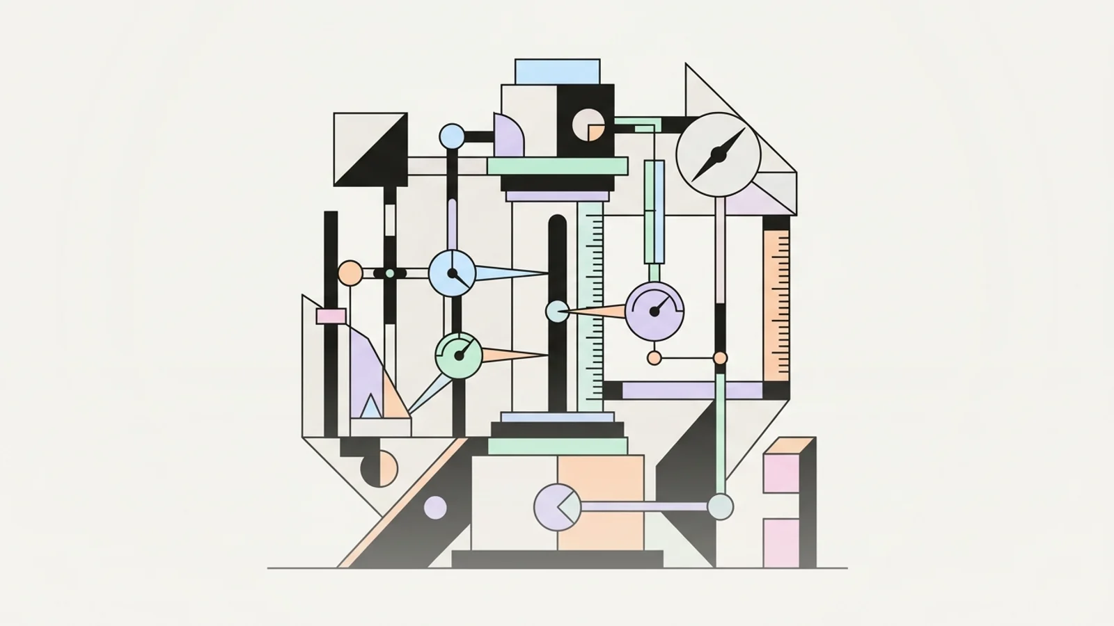 Abstract geometric illustration built from precise, deliberate shapes, illustrating: Measuring Topical Authority