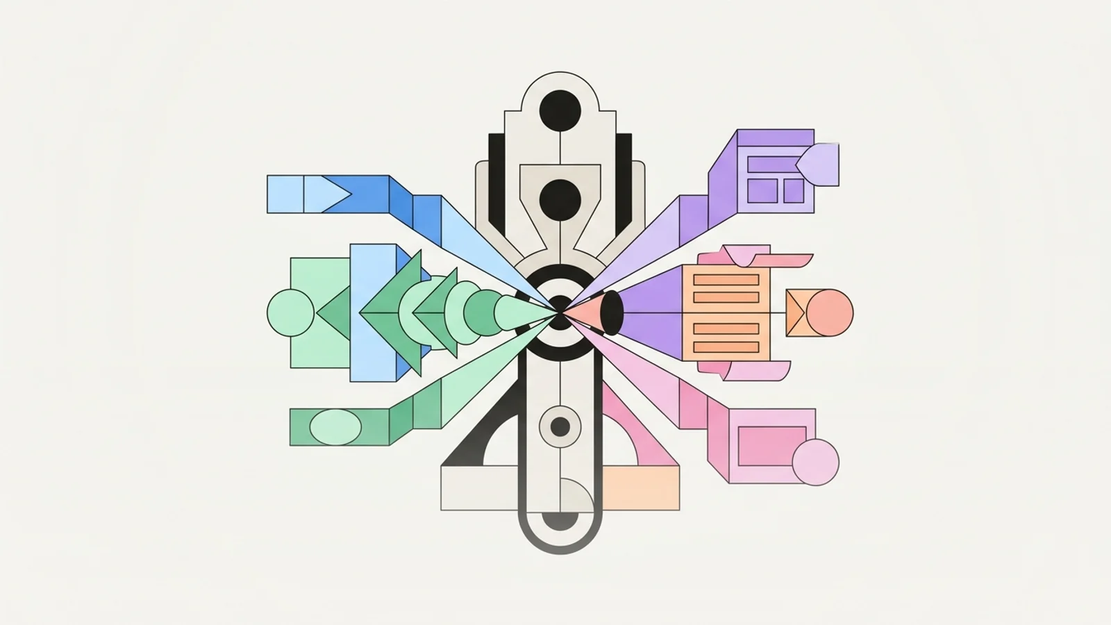 Abstract geometric illustration built from precise, deliberate shapes, illustrating: Pain Point SEO