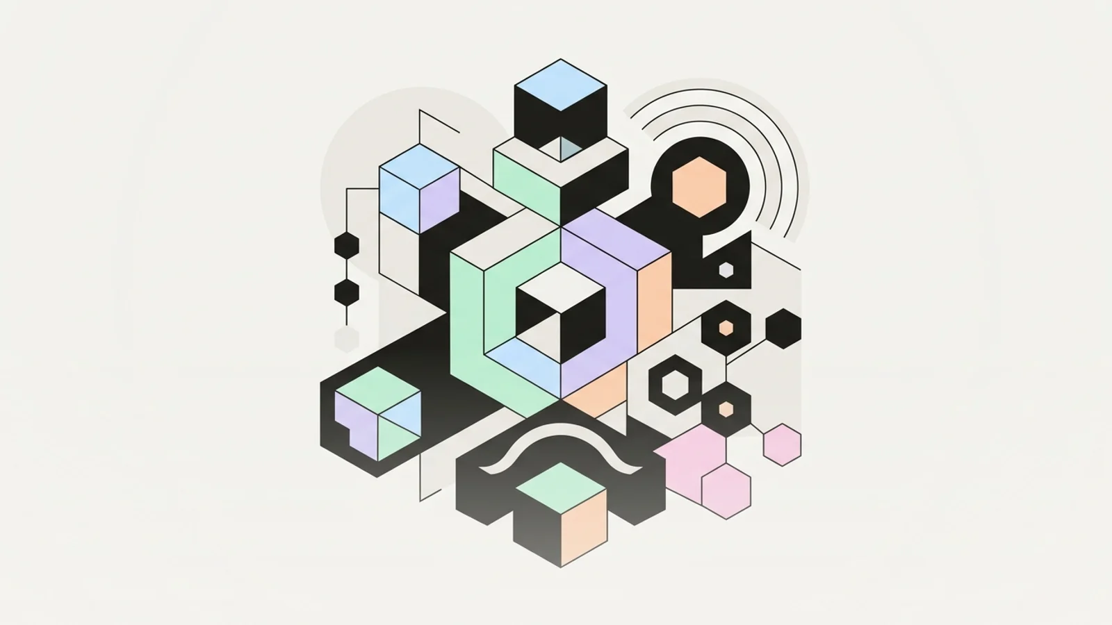 Abstract geometric illustration built from precise, deliberate shapes, illustrating: Topical Authority Case Studies