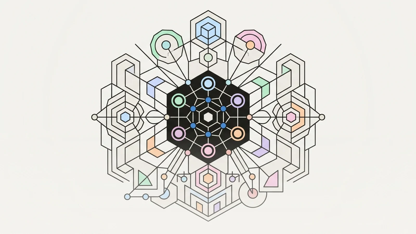 Abstract geometric illustration built from precise, deliberate shapes, illustrating: Topical Authority for Ecommerce