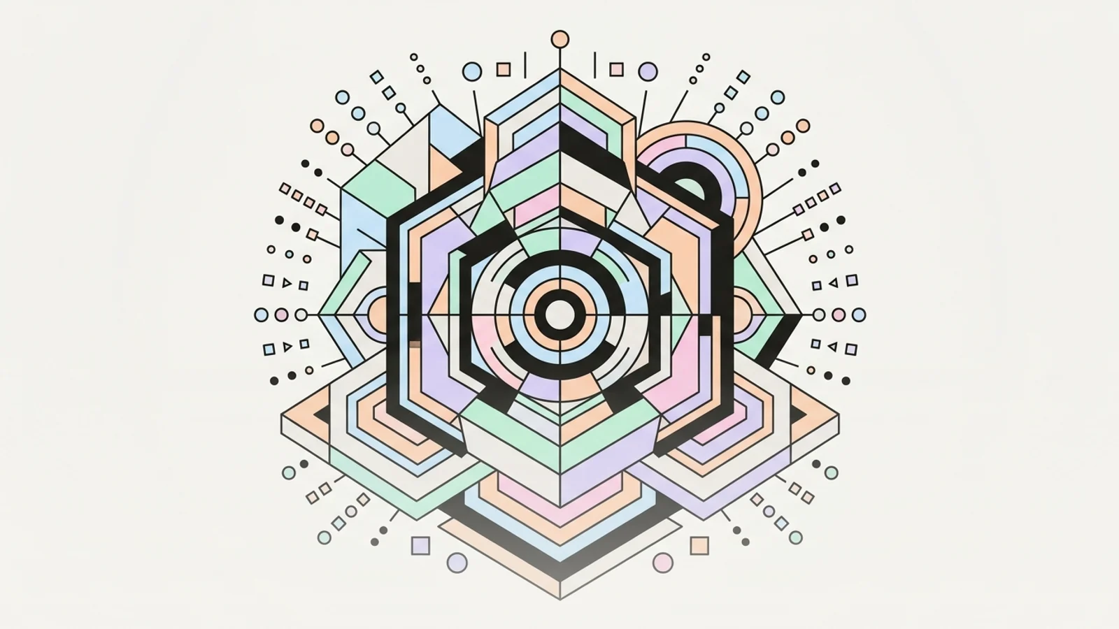 Abstract geometric illustration built from precise, deliberate shapes, illustrating: Topical Authority vs Domain Authority
